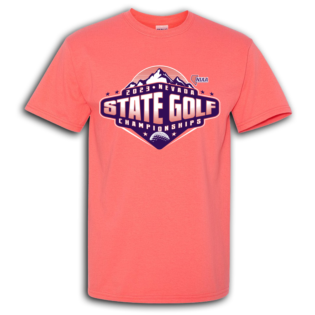 2023 NIAA State Championship Girls Golf Coral T-Shirt